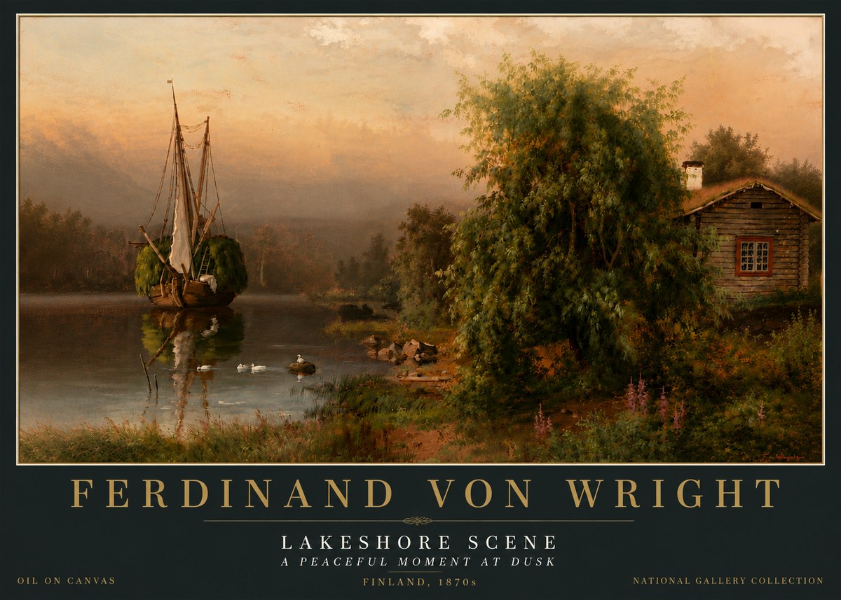 Ferdinand von Wright Lakeshore Scene No6 - Póster