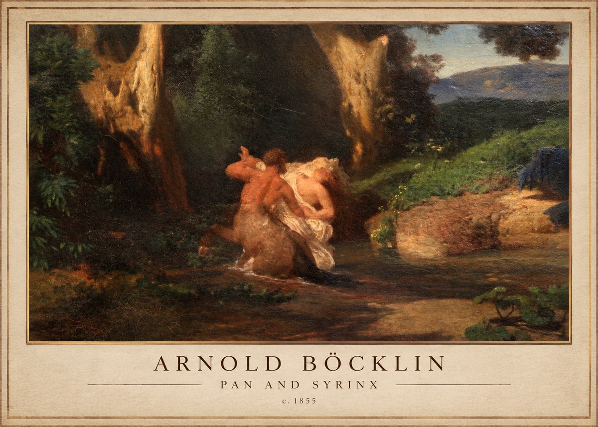 Arnold Böcklin Pan and Syrinx No1 - Póster