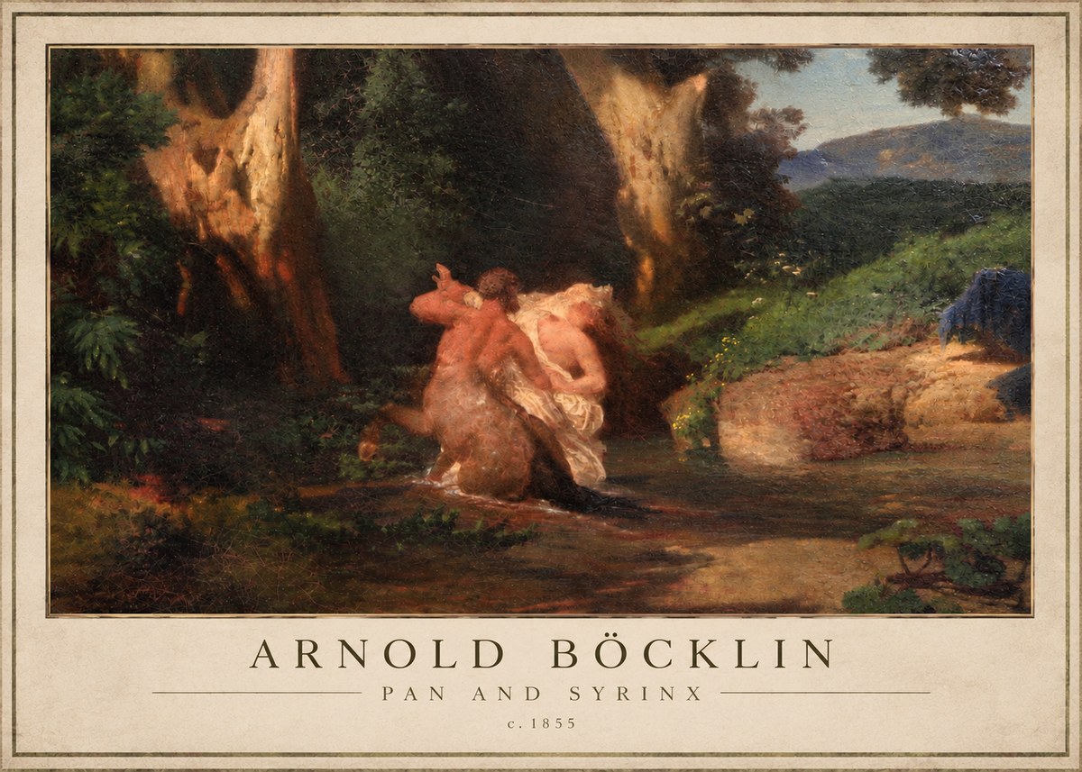 Arnold Böcklin Pan and Syrinx No3 - Póster