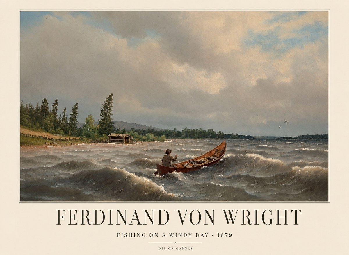 Ferdinand von Wright Fishing on a Windy Day No1 - Póster