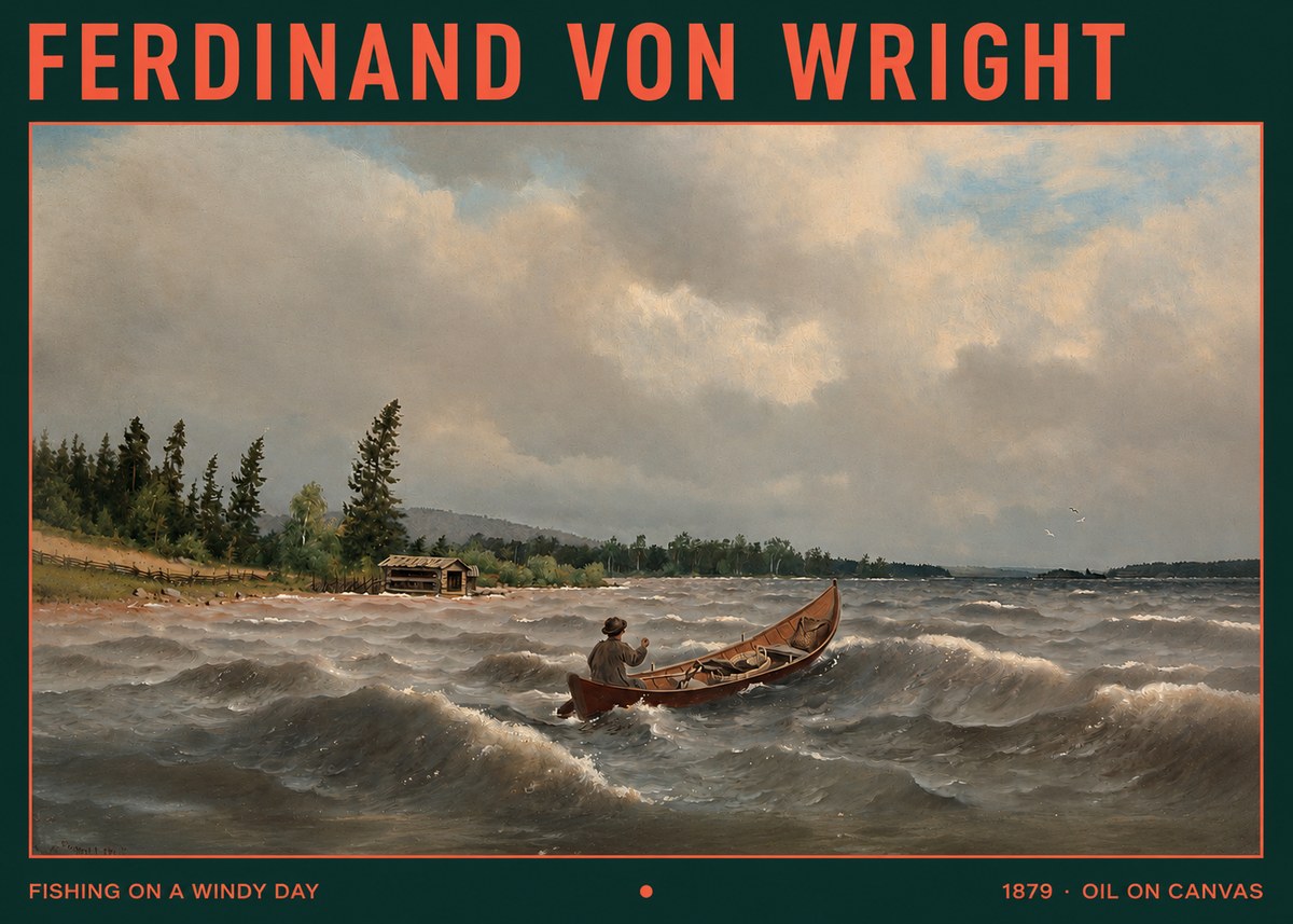 Ferdinand von Wright Fishing on a Windy Day No2 - Póster