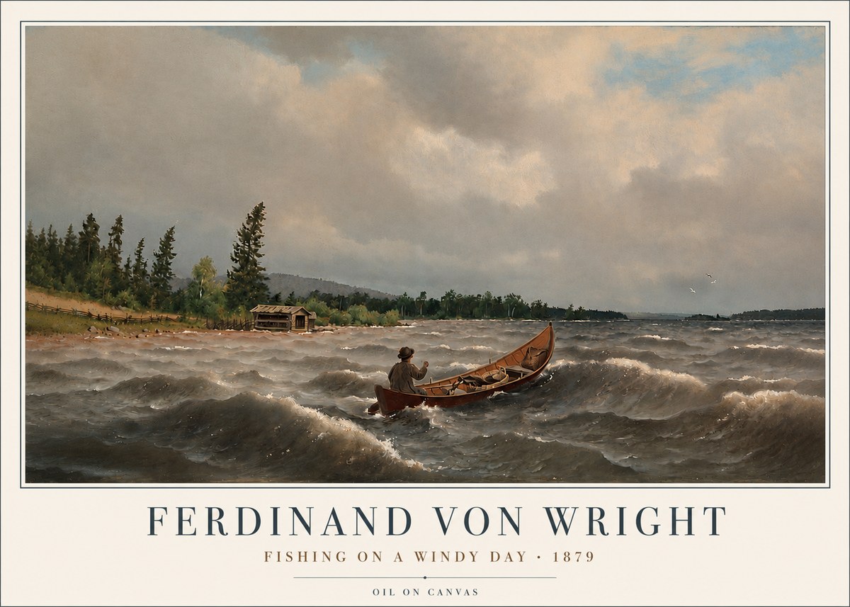 Ferdinand von Wright Fishing on a Windy Day No3 - Póster