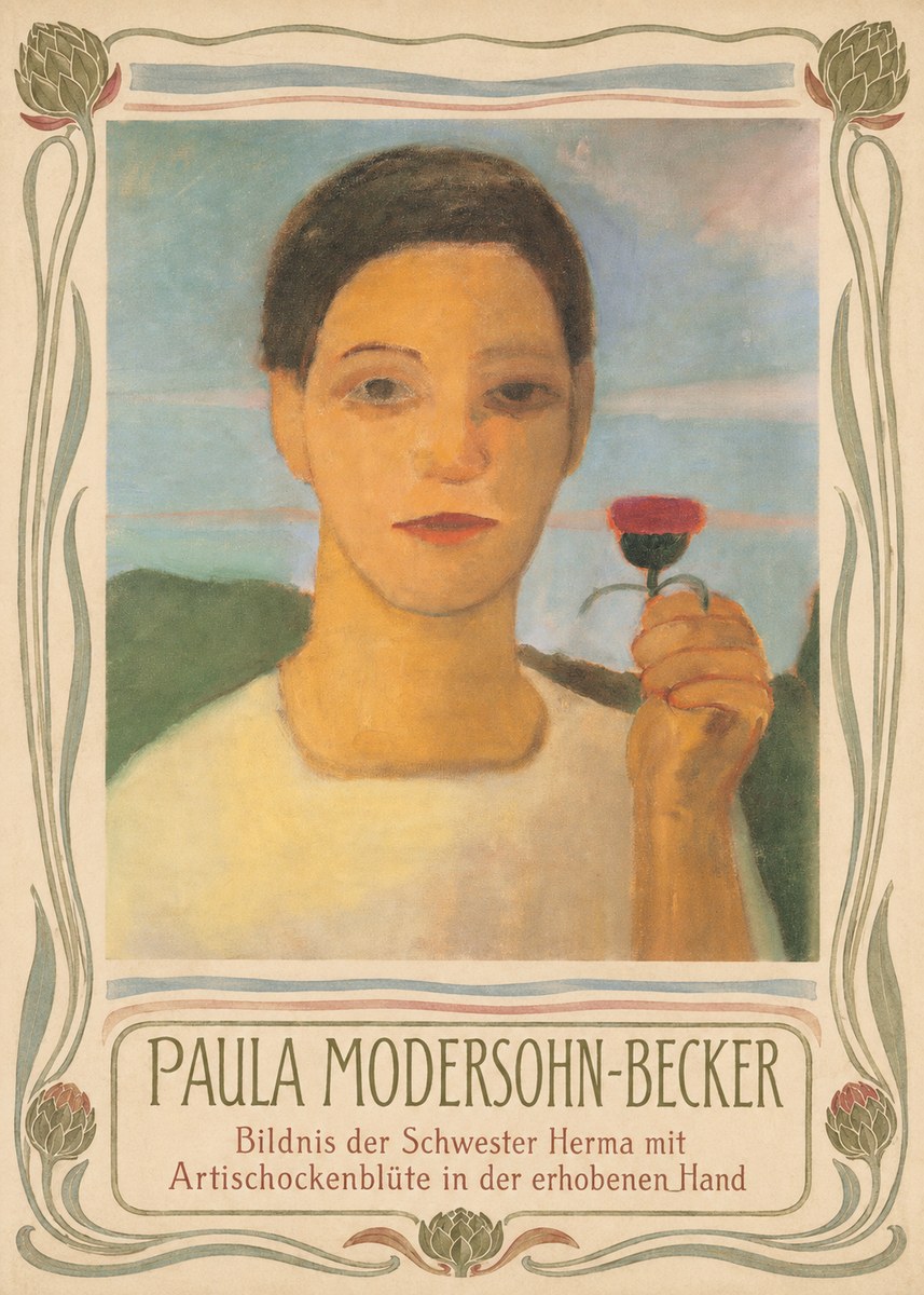 Paula Modersohn-Becker Bildnis Der Schwester Herma Mit Artischockenblüte in Der Erhobenen Hand No3 - Póster