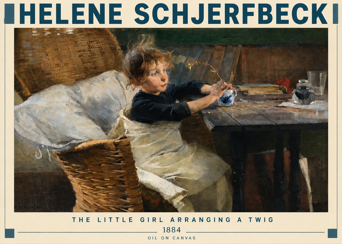 Helene Schjerfbeck The Little Girl Arranging a Twig No3 - Póster