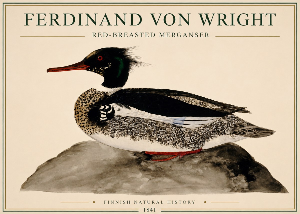 Ferdinand von Wright Red-breasted Merganser No1 - Póster