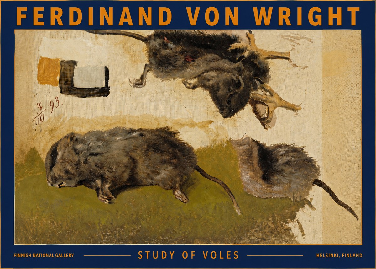 Ferdinand von Wright Studies of Lemmings No5 - Póster
