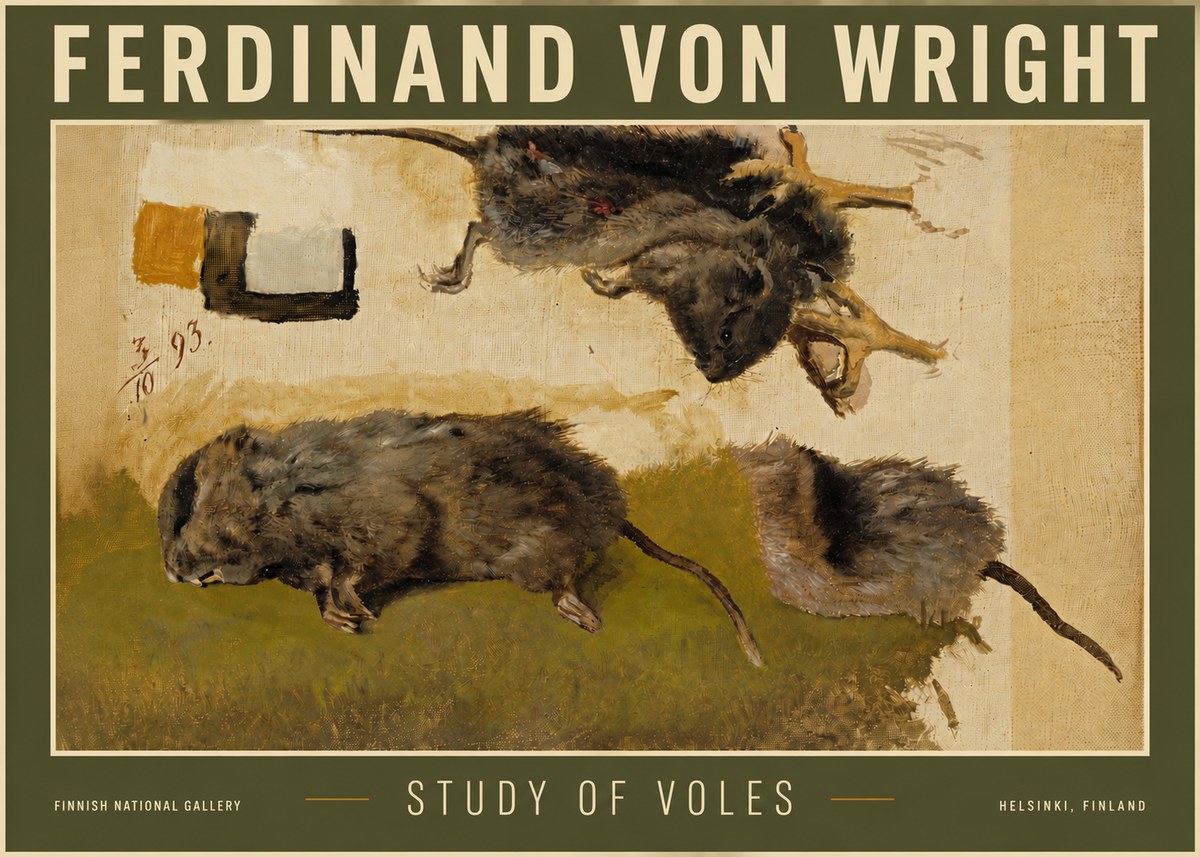 Ferdinand von Wright Studies of Lemmings No6 - Póster