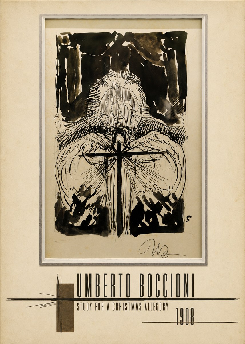 Umberto Boccioni Study for a Christmas Allegory No5 - Póster