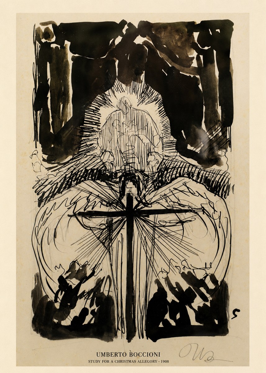 Umberto Boccioni Study for a Christmas Allegory No6 - Póster