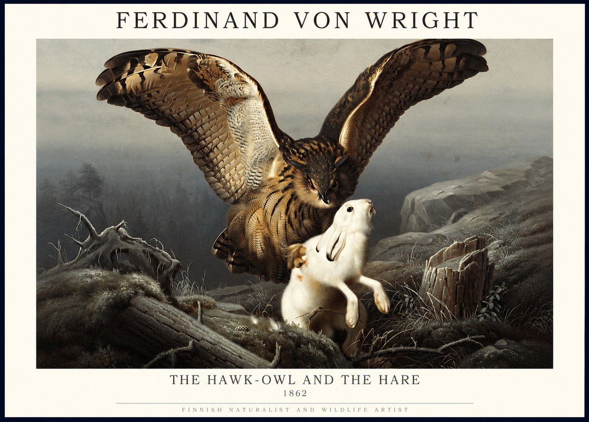 Ferdinand von Wright The Hawk-owl and the Hare No1 - Póster