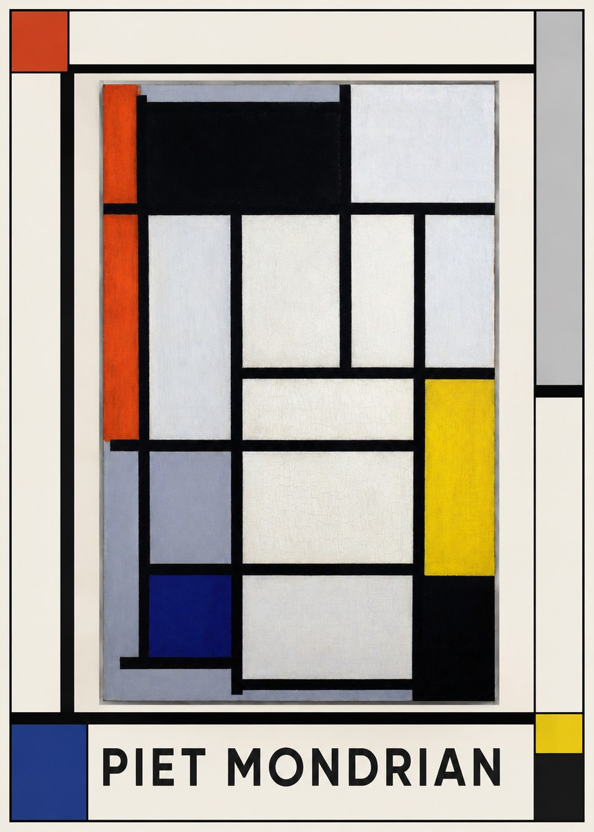 Piet Mondrian Composition with Red, Blue and Yellow No1 - Póster
