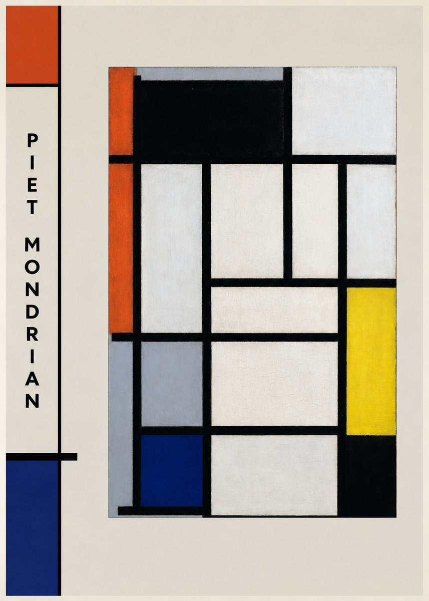 Piet Mondrian Composition with Red, Blue and Yellow No2 - Póster
