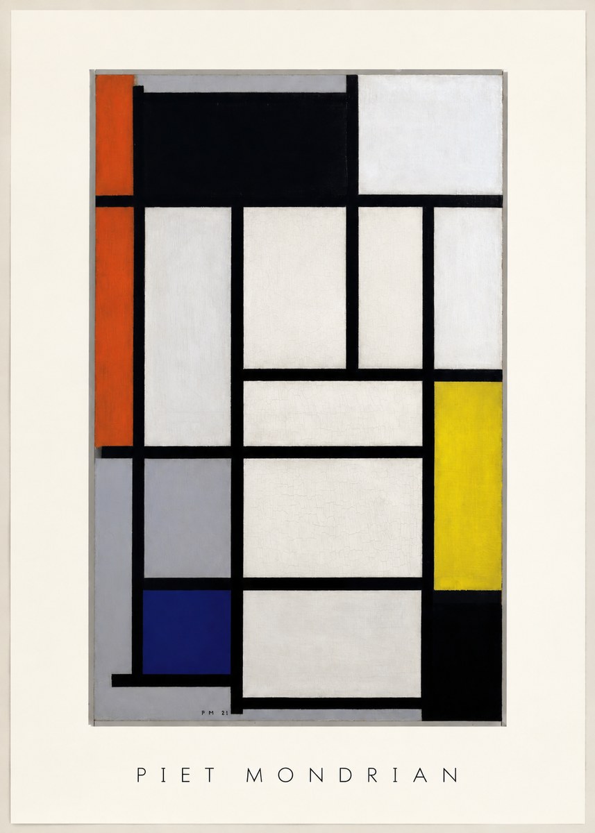 Piet Mondrian Composition with Red, Blue and Yellow No3 - Póster