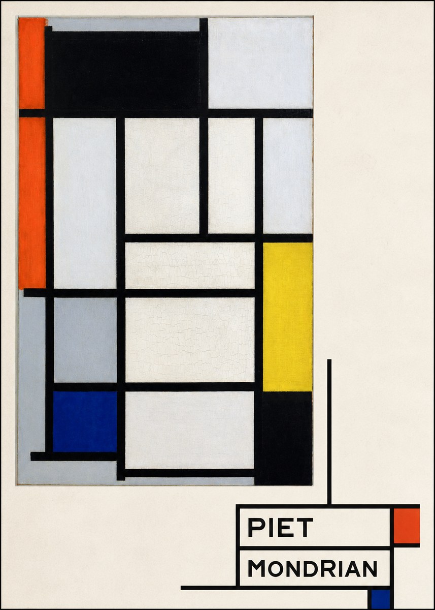 Piet Mondrian Composition with Red, Blue and Yellow No4 - Póster