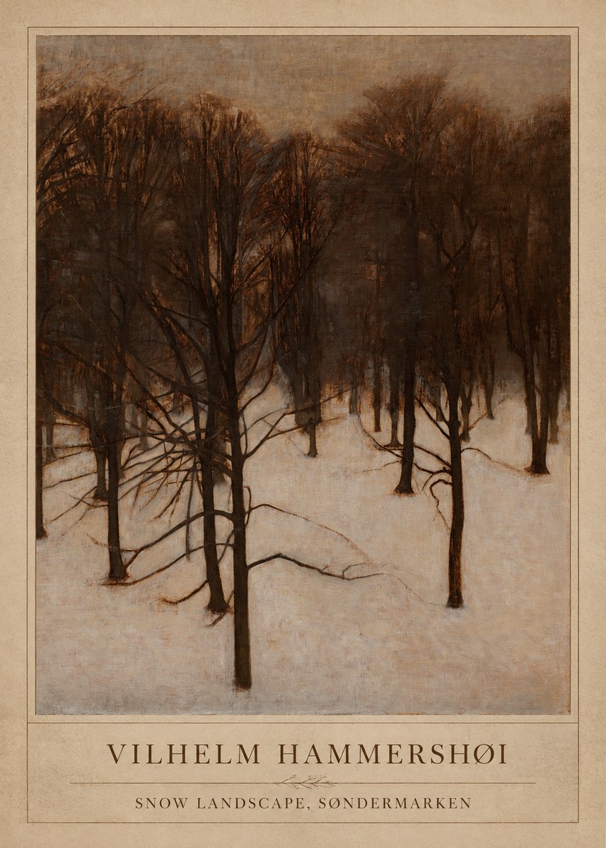 Vilhelm Hammershøi Snow Landscape, Søndermarken No1 - Póster