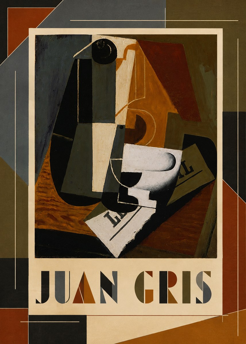 Juan Gris Glass and Bottle No1 - Póster
