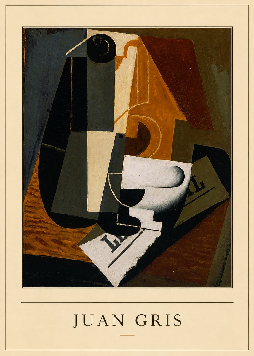 Juan Gris Glass and Bottle No4 - Póster