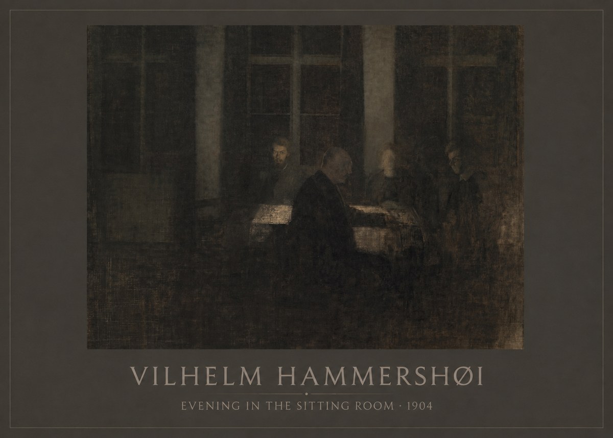 Vilhelm Hammershøi Evening in the Sitting Room No1 - Póster