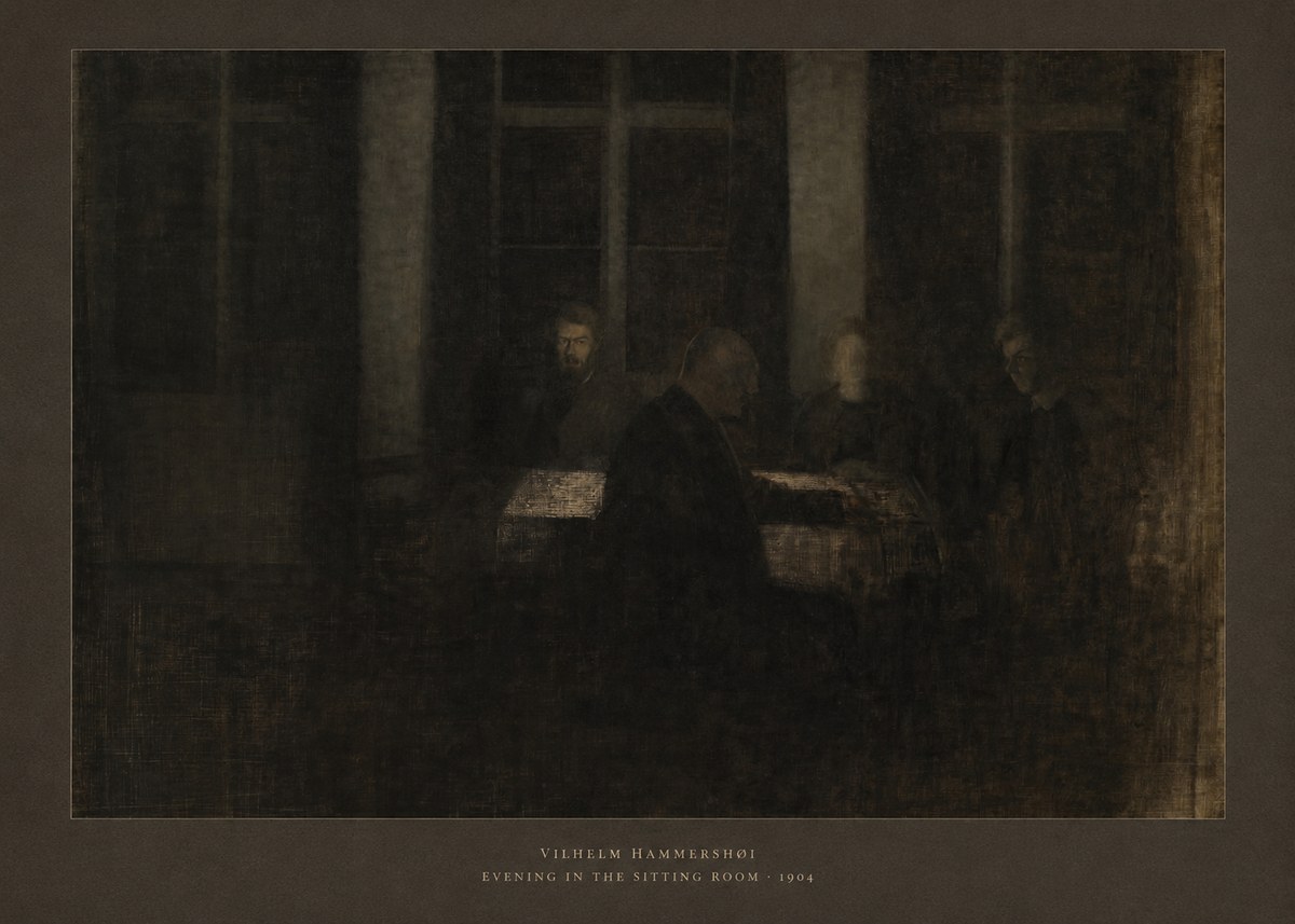 Vilhelm Hammershøi Evening in the Sitting Room No5 - Póster