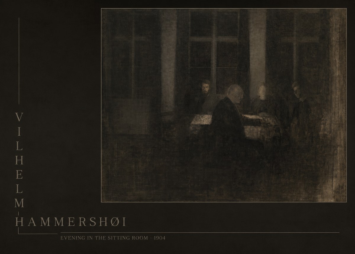 Vilhelm Hammershøi Evening in the Sitting Room No6 - Póster