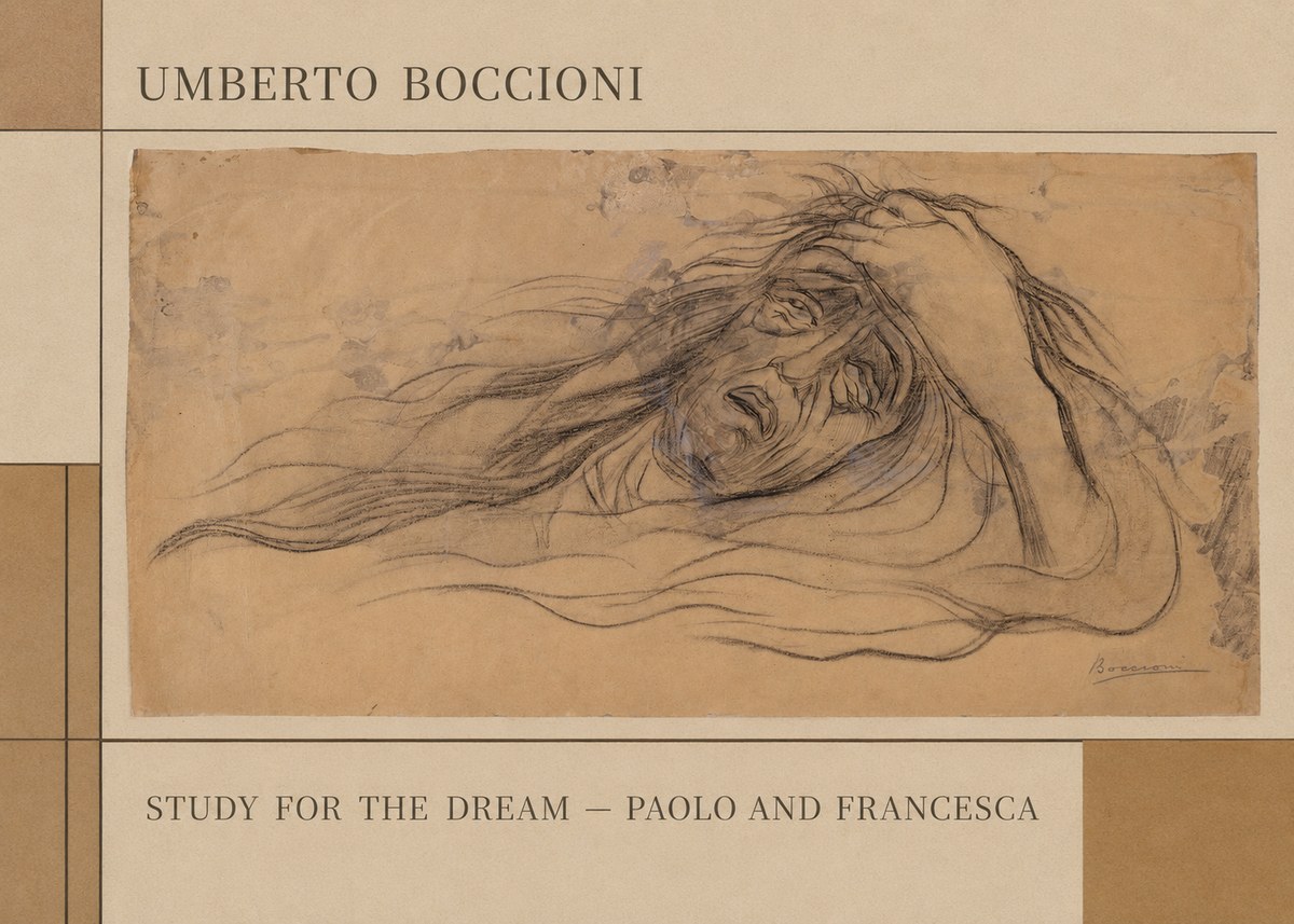 Umberto Boccioni Study for the Dream — Paolo and Francesca No3 - Póster