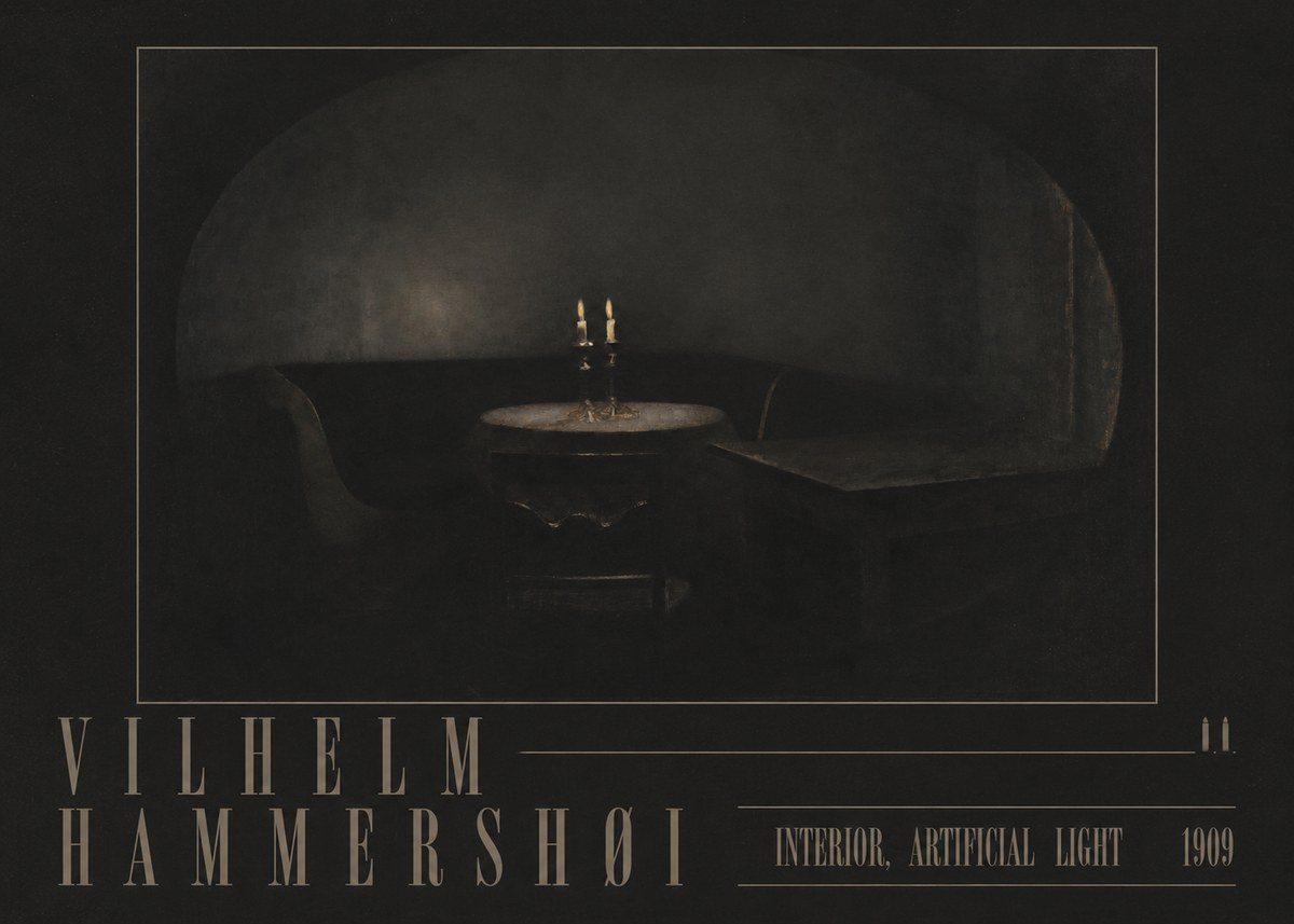 Vilhelm Hammershøi Interior, Artificial Light No4 - Póster