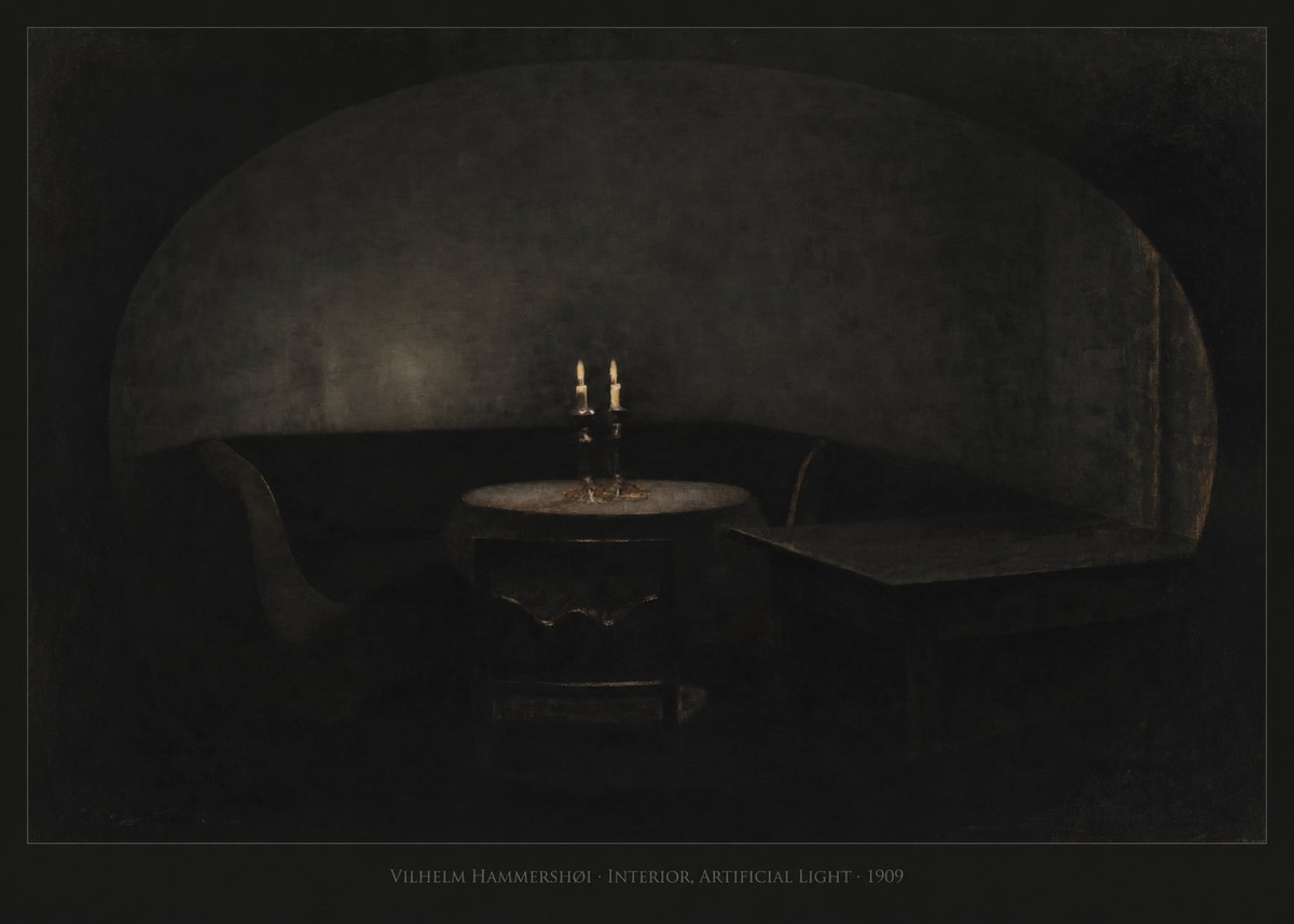 Vilhelm Hammershøi Interior, Artificial Light No5 - Póster