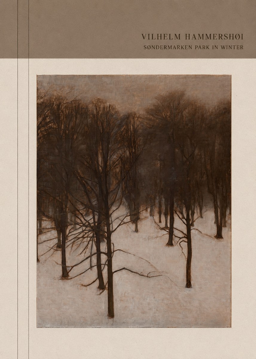 Vilhelm Hammershøi Søndermarken Park in Winter No3 - Póster