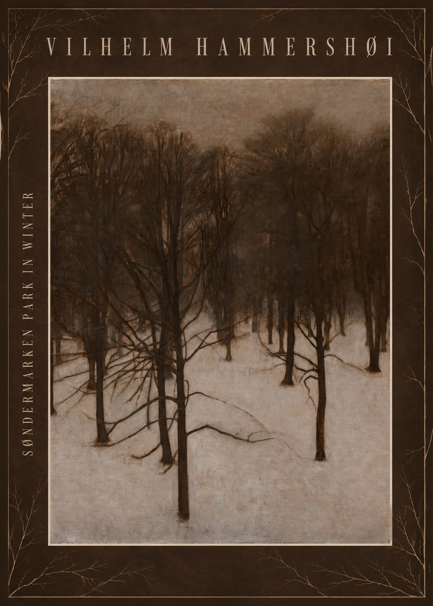 Vilhelm Hammershøi Søndermarken Park in Winter No4 - Póster