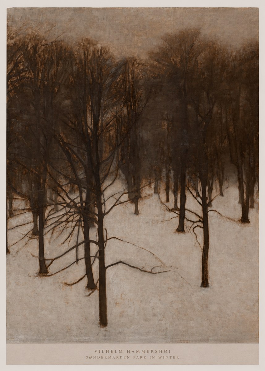 Vilhelm Hammershøi Søndermarken Park in Winter No5 - Póster
