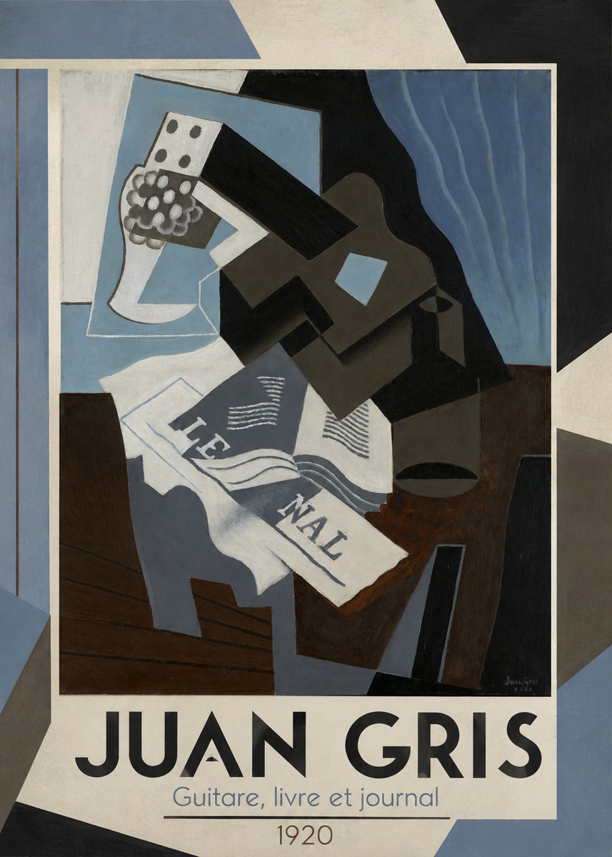 Juan Gris Guitare, Livre Et Journal No1 - Póster