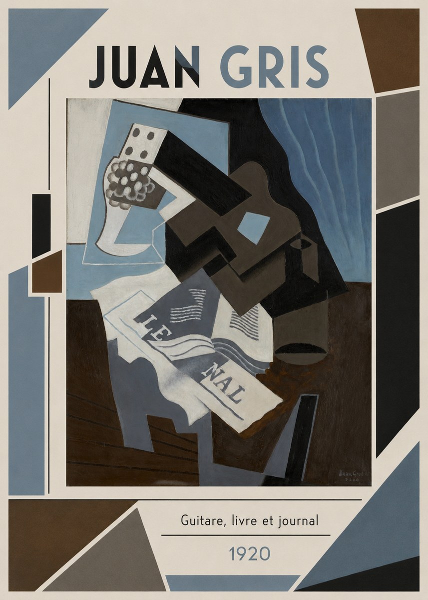 Juan Gris Guitare, Livre Et Journal No2 - Póster
