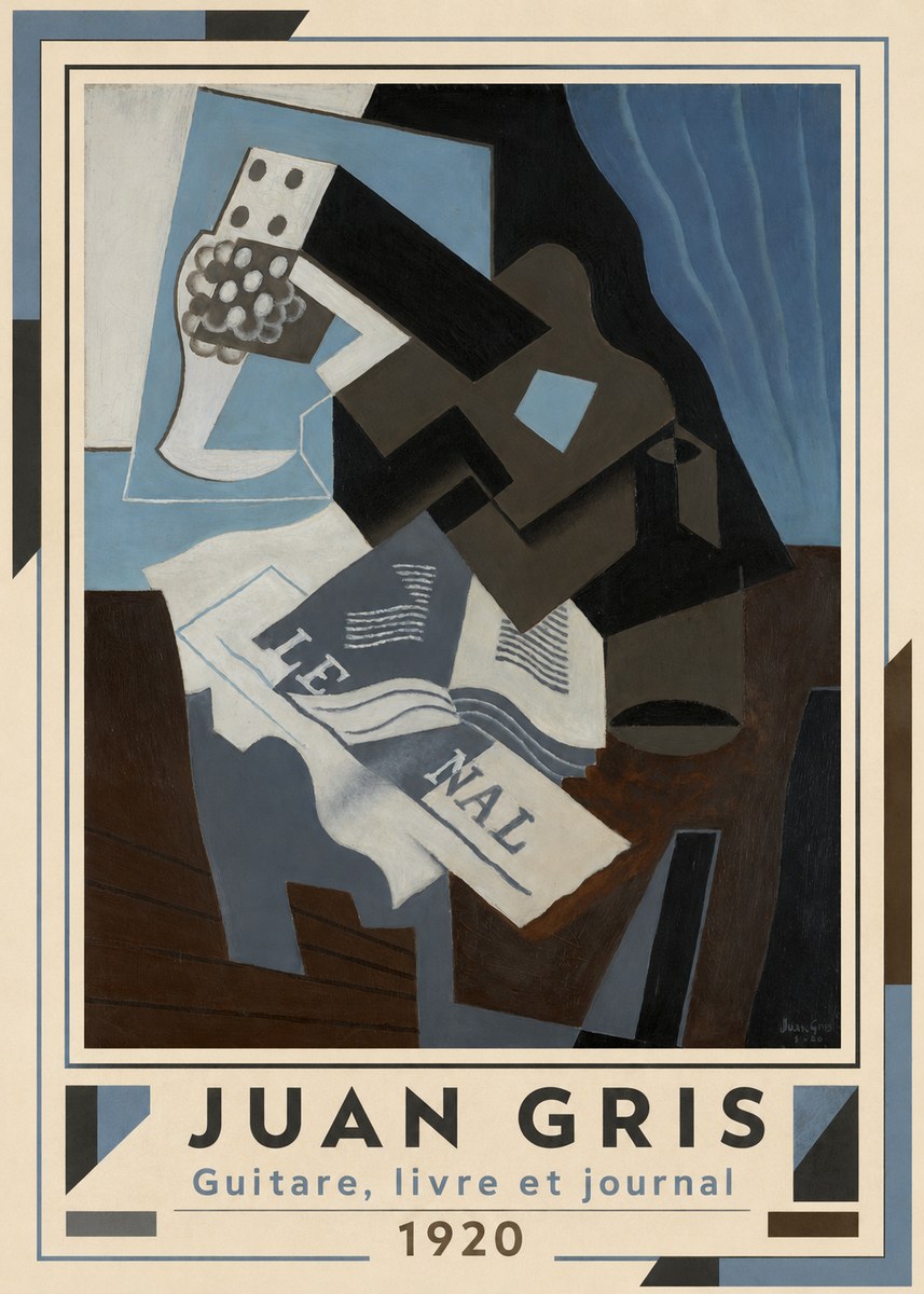 Juan Gris Guitare, Livre Et Journal No6 - Póster