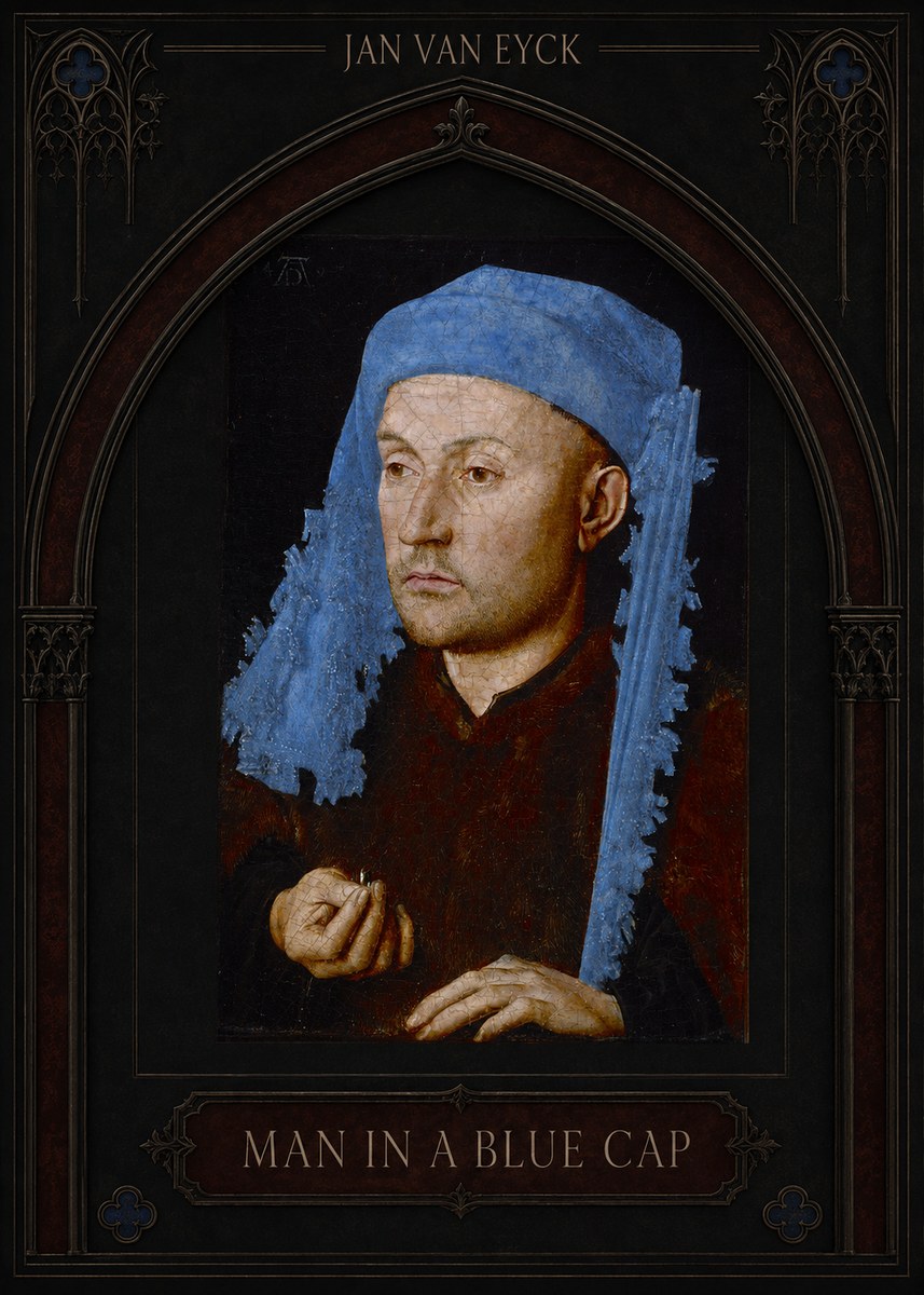 Jan van Eyck Man in a Blue Cap I No3 - Póster