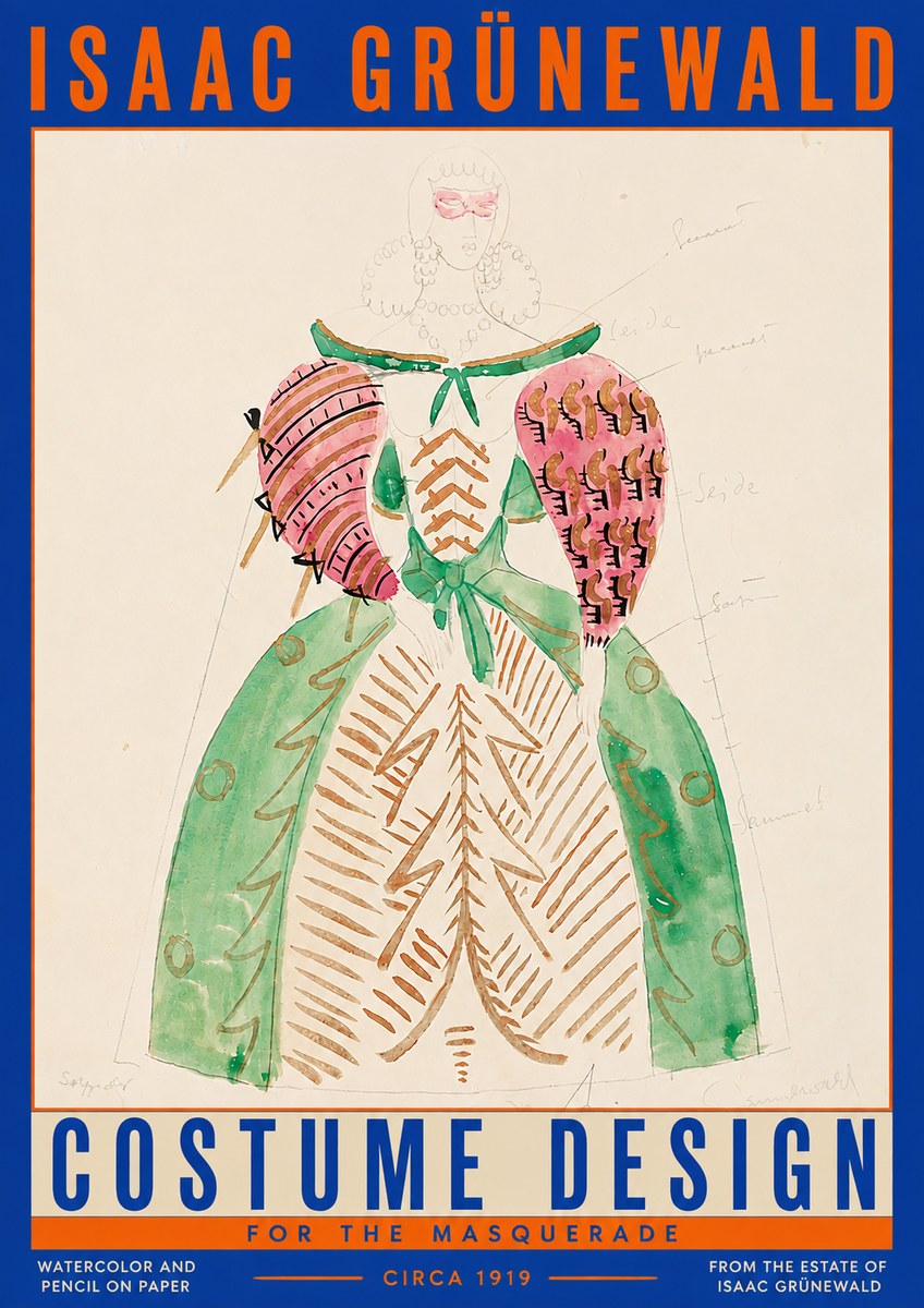 Isaac Grünewald Costume Design for the Masquerade No3 - Póster