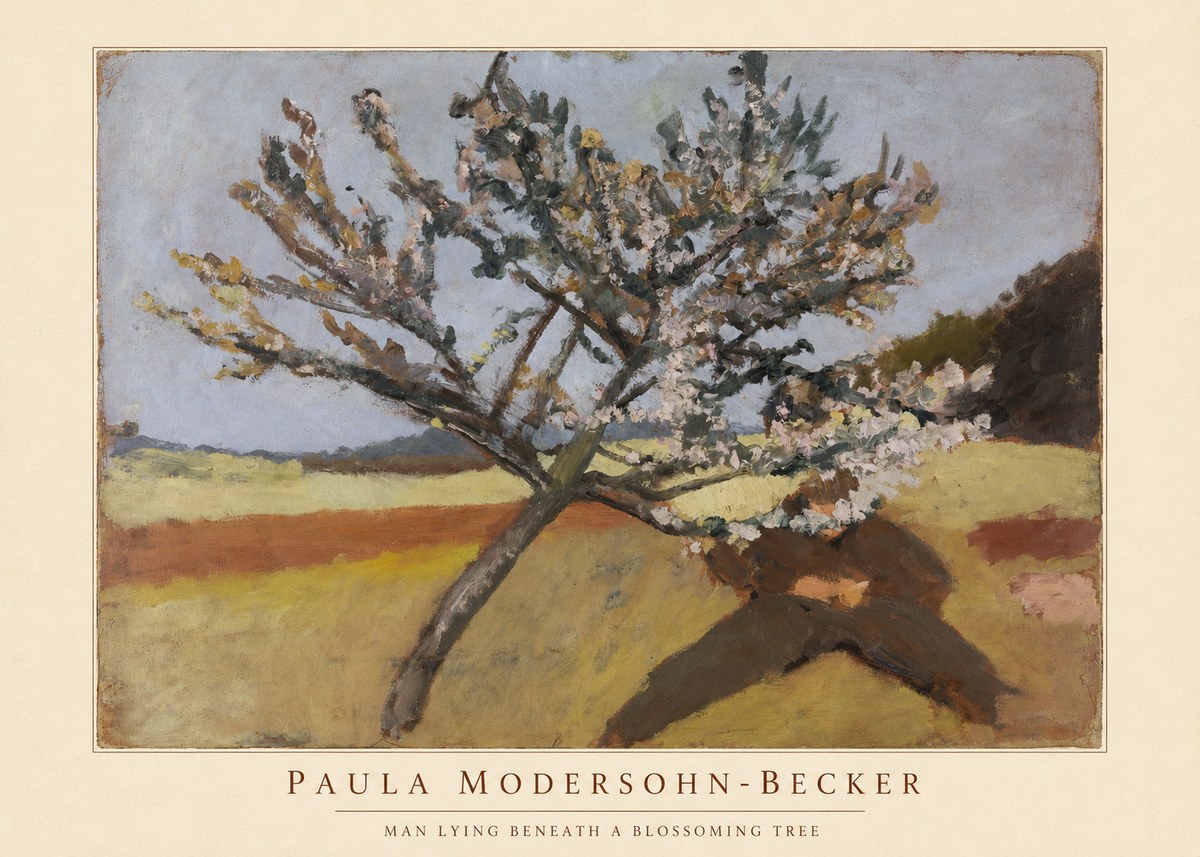 Paula Modersohn-Becker Man Lying Beneath a Blossoming Tree No5 - Póster