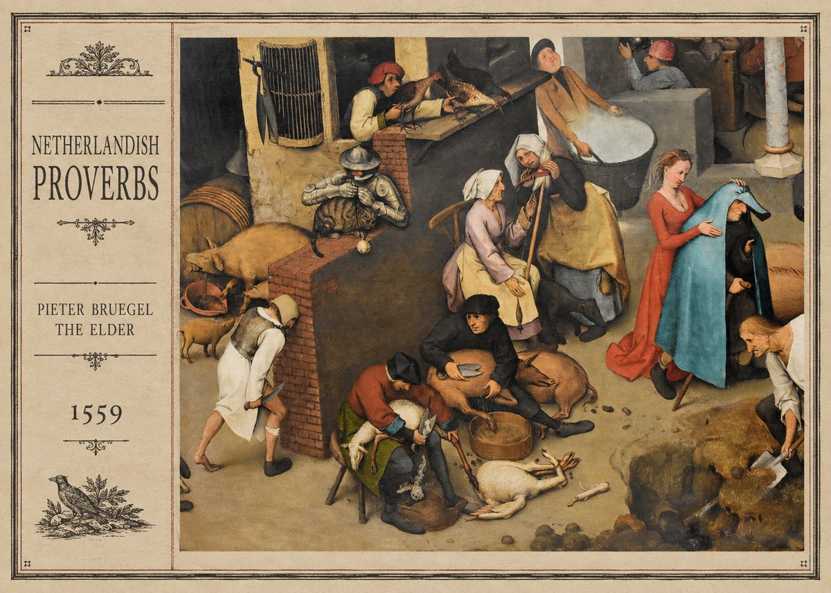 Pieter Bruegel Netherlandish Proverbs VIII No2 - Póster