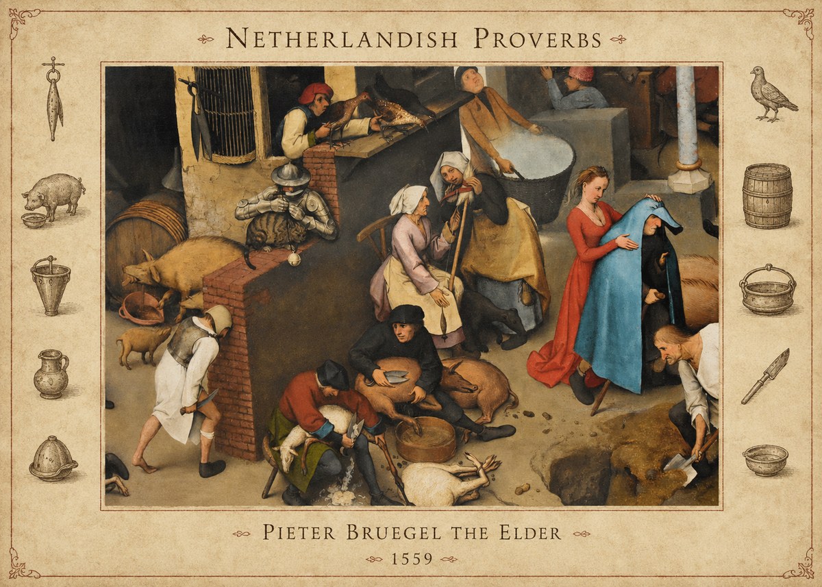 Pieter Bruegel Netherlandish Proverbs VIII No4 - Póster