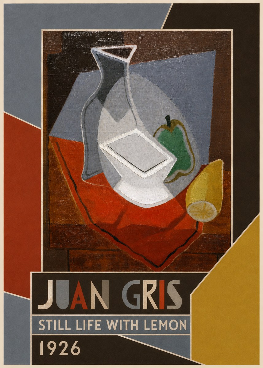 Juan Gris Still Life with Lemon No3 - Póster
