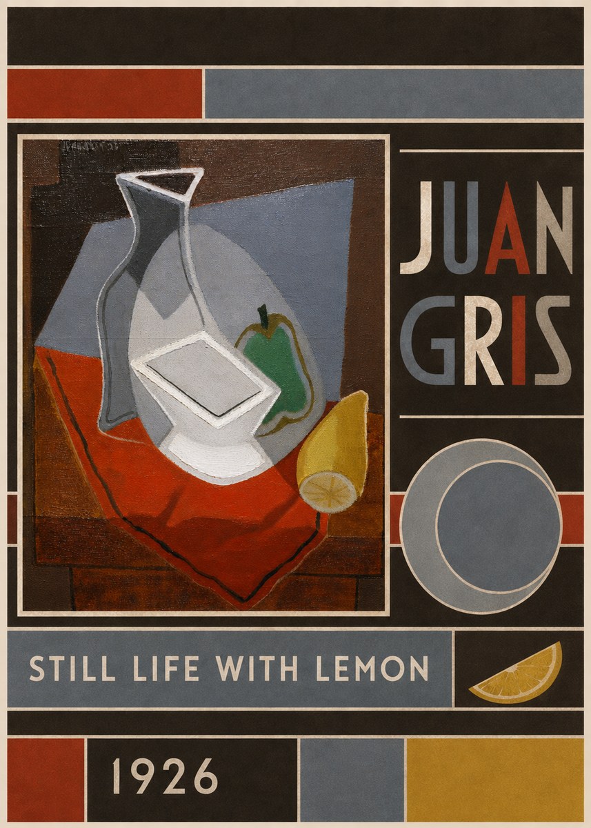 Juan Gris Still Life with Lemon No6 - Póster
