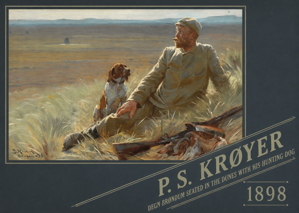 P.S. Krøyer Degn Brøndum Seated in the Dunes with His Hunting Dog No6 - Póster