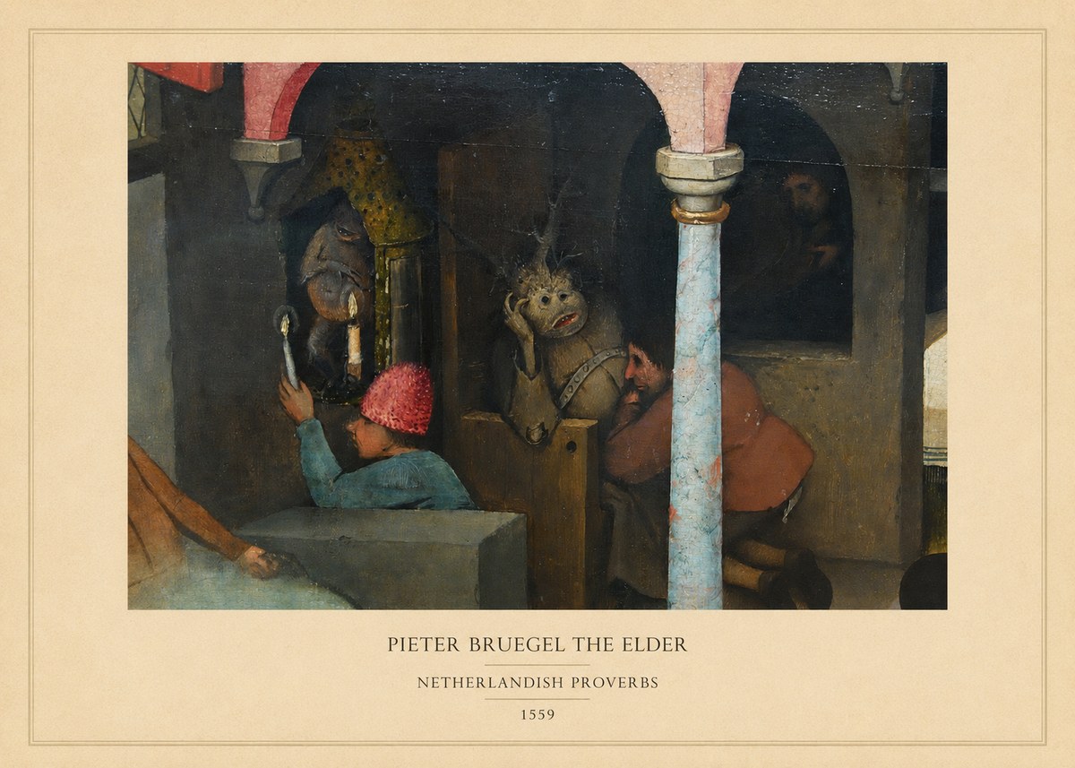 Pieter Bruegel Netherlandish Proverbs IX No5 - Póster