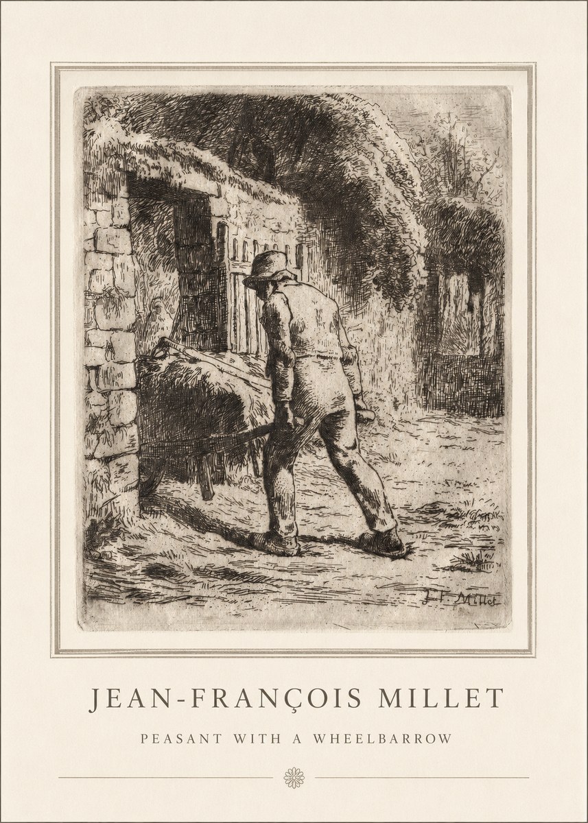 Jean-François Millet Peasant with a Wheelbarrow No4 - Póster