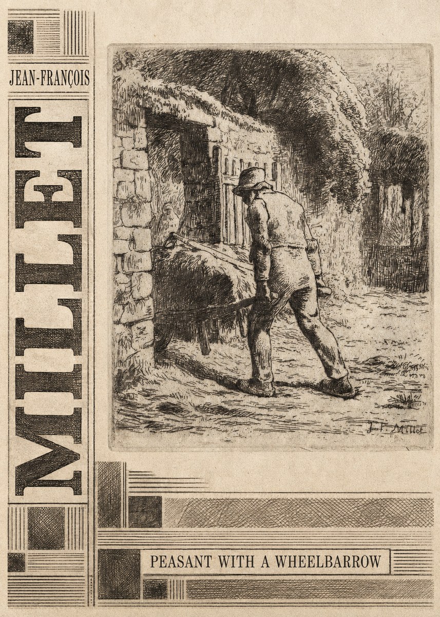 Jean-François Millet Peasant with a Wheelbarrow No5 - Póster