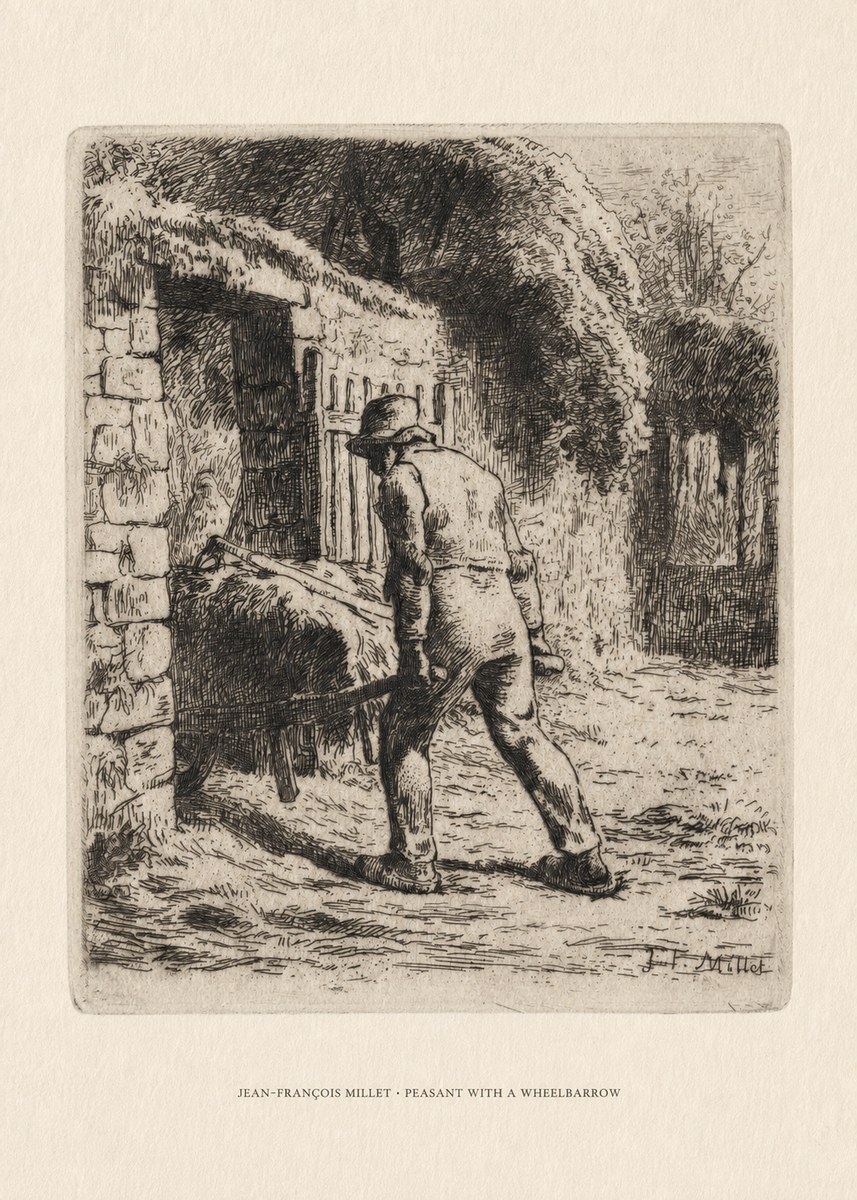 Jean-François Millet Peasant with a Wheelbarrow No6 - Póster