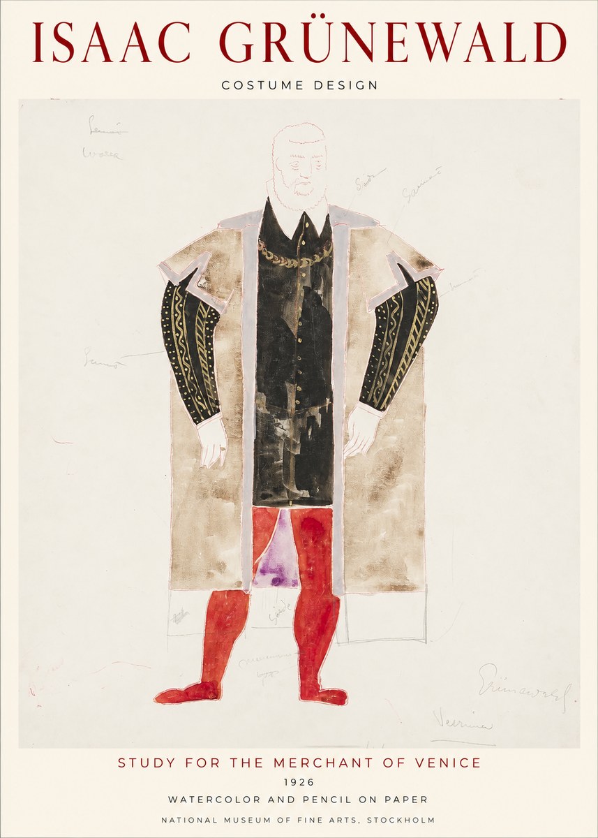 Isaac Grünewald Study for the Merchant of Venice No1 - Póster