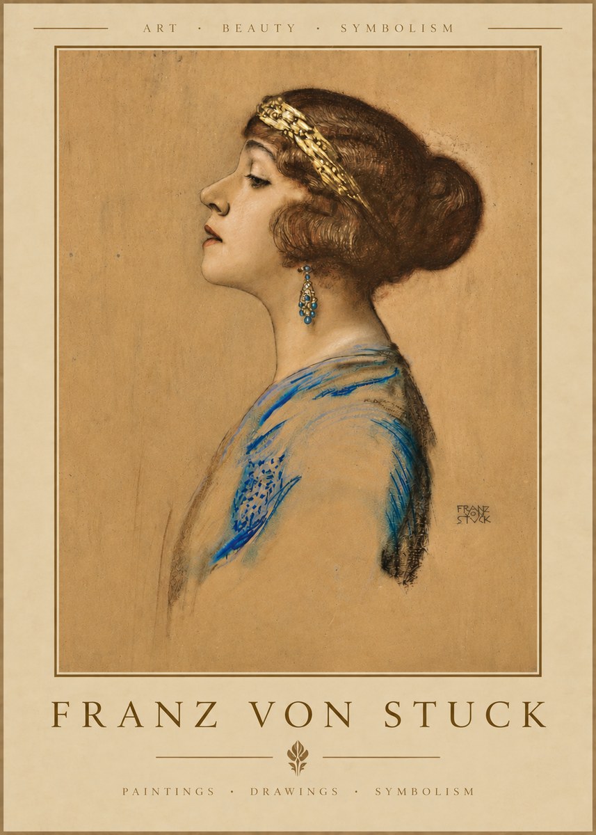 Franz von Stuck Head of a Girl No3 - Póster