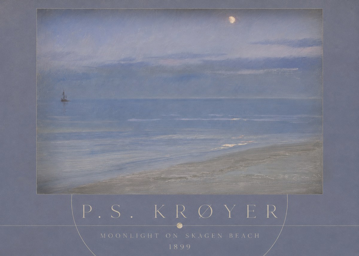 P.S. Krøyer Moonlight on Skagen Beach No3 - Póster