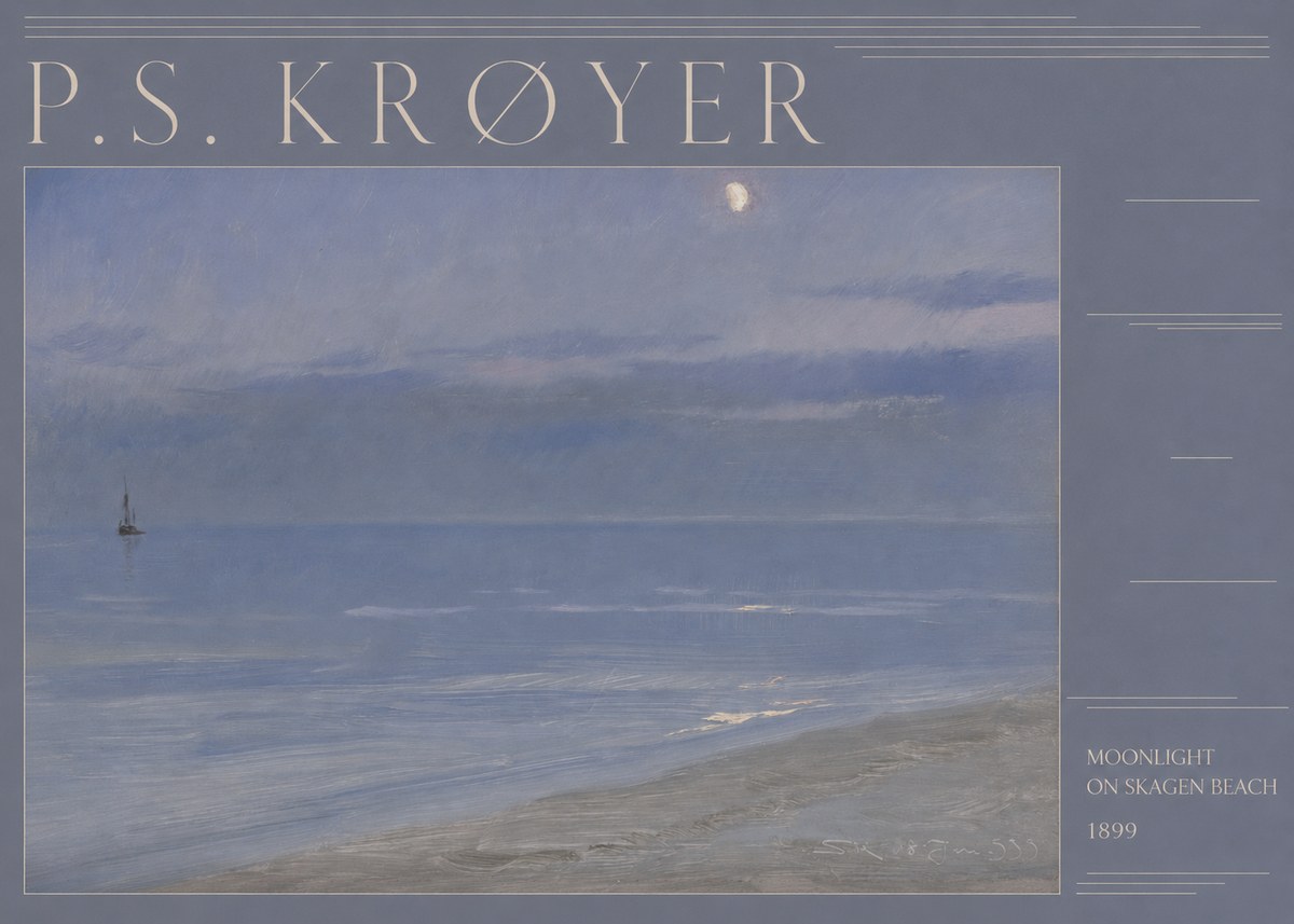P.S. Krøyer Moonlight on Skagen Beach No5 - Póster