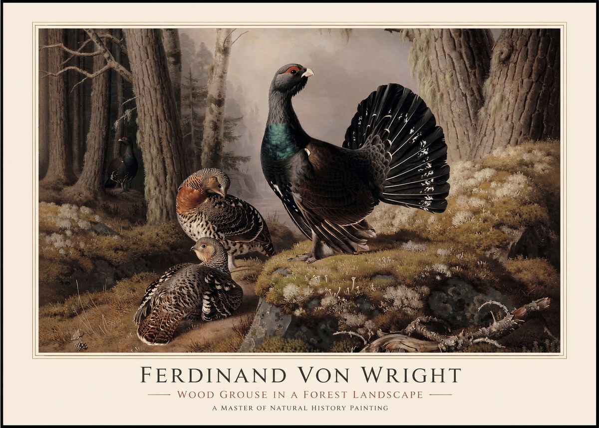 Ferdinand von Wright Wood Grouse in a Forest Landscape No1 - Póster